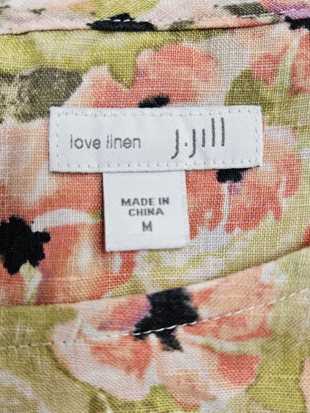 J Jill Linen Shift Dress Floral Sleeveless Pockets Watercolor Womens M Coastal - Picture 10 of 11